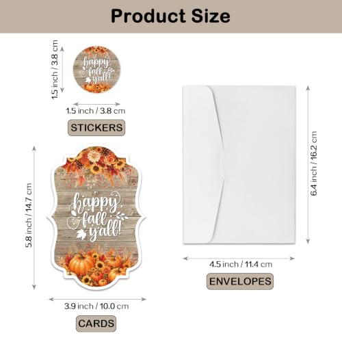 Fall Party Invitations Set with Envelopes and Stickers - Rustic Harvest Themed, 15 Pack
