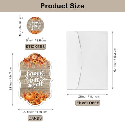 Fall Party Invitations Set with Envelopes and Stickers - Rustic Harvest Themed, 15 Pack