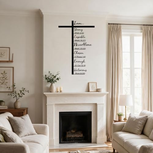 Metal Cross Wall Decor with Scripture - 23.6 Inches Black Religious Art