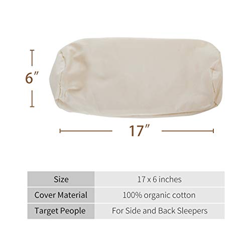 Cylindrical Organic Cotton Pillow Cover 17x6 Inches Pack of 2 - Breathable & Soft