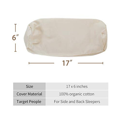 Cylindrical Organic Cotton Pillow Cover 17x6 Inches Pack of 2 - Breathable & Soft