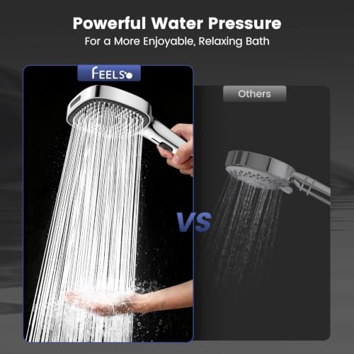 High Pressure Handheld Shower Head with Hose, 5.5-Inch Rainfall Panel & 4 Spray Modes