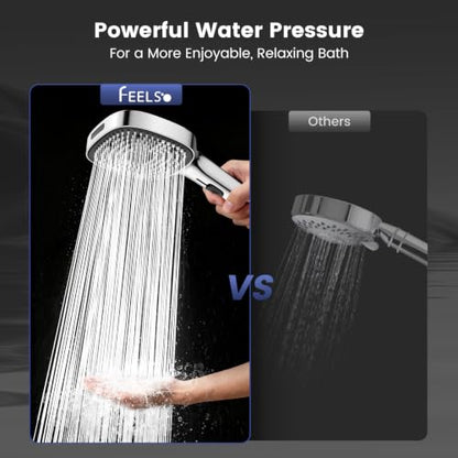 High Pressure Handheld Shower Head with Hose, 5.5-Inch Rainfall Panel & 4 Spray Modes