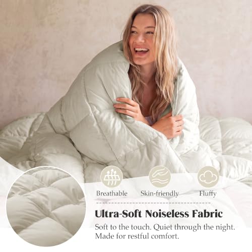 Queen Size Light Khaki Goose Feather Fiber Comforter - Fluffy Duvet Insert