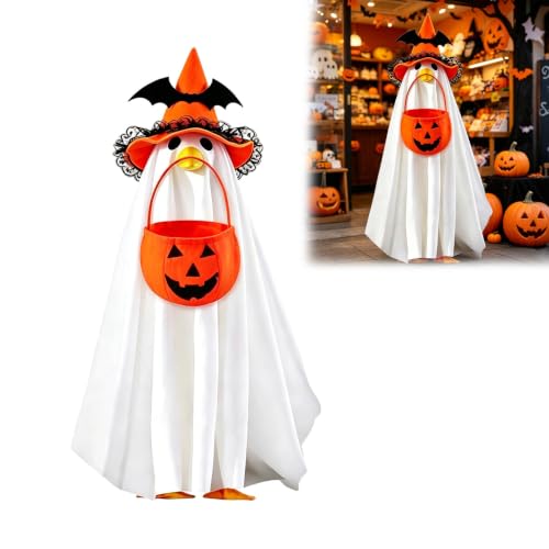 Halloween Ghost Goose Outfit for 23-Inch Garden Geese - Orange