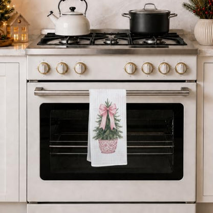 Christmas Kitchen Towels with Pink Bow and Tree Design - Multi 0367