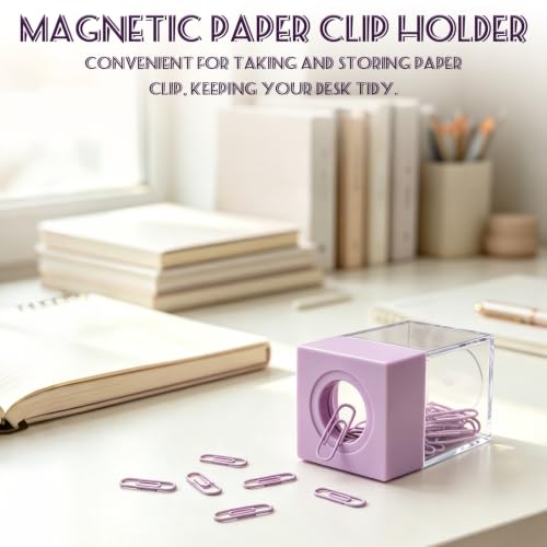 Large Capacity Magnetic Paper Clip Dispenser Organizer - Purple