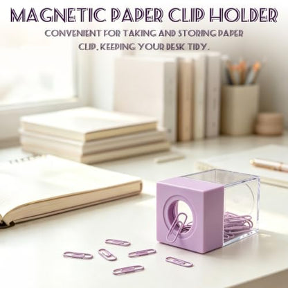 Large Capacity Magnetic Paper Clip Dispenser Organizer - Purple