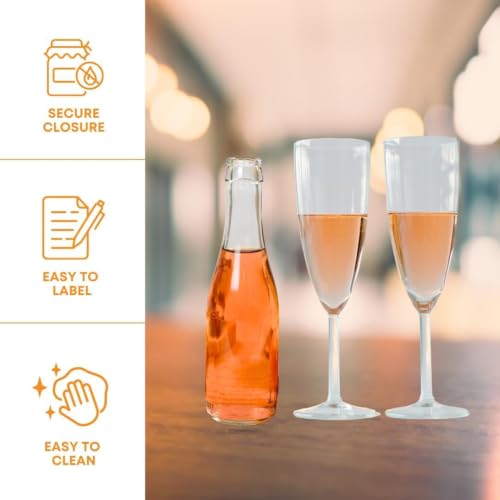 24-Pack 187ml Clear Champagne Bottles with Corks for Homebrewing