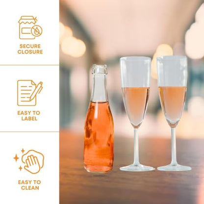 24-Pack 187ml Clear Champagne Bottles with Corks for Homebrewing
