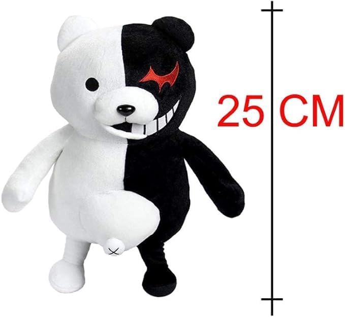 Monokuma Plush Pillow - Black and White Anime Stuffed Toy for Cosplay & Home Decor 9.84 Inch