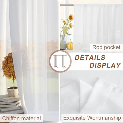 Semi Sheer Curtains 52 x 63 Inches Set with Orange, Brown, Cream Checks - Window Drapes for Living Room Bedroom