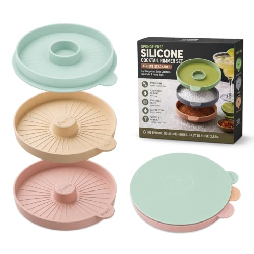 Stackable Silicone Margarita Salt Rimmer Set - 3 Piece, Dishwasher Safe