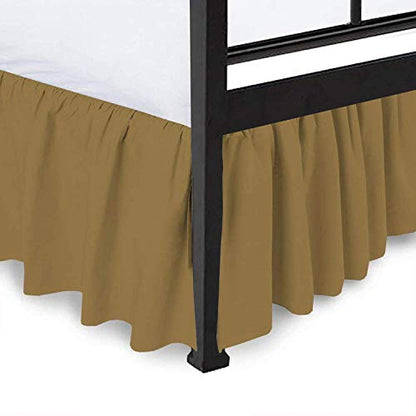 Queen Size Ruffle Bed Skirt 15 Inch Drop Taupe Solid Microfiber Easy Fit