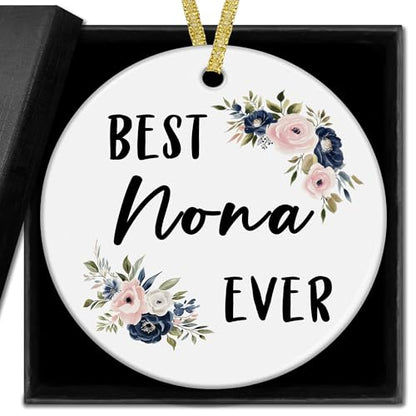 Nona Christmas Ceramic Ornament - Grandma Gifts, Hanging Decor, Holiday Keepsake - Variations of Nona