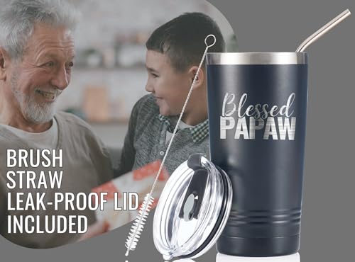 20oz Stainless Steel Tumbler with Laser Engraved Grandpa Design - Gift for Father's Day