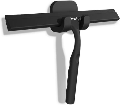 Skiennix Shower Squeegee - Silicone Window Cleaner Tool with Adhesive Hook | 10 Inch, Black