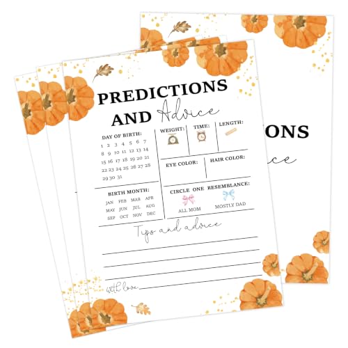 Little Pumpkin Baby Shower Games - Fall Predictions & Advice Game 7x5 Inches - 18 Cards - Fall Variations