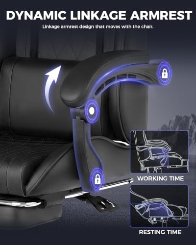 Gaming Chair with Footrest and Reclining Backrest - Onyx Black