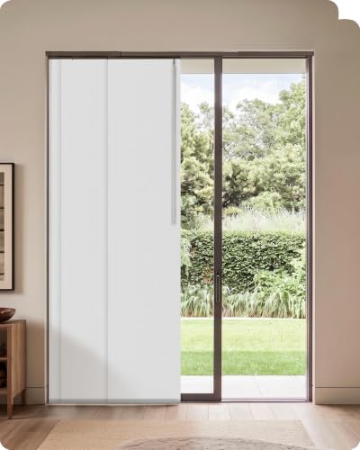 Graywind Custom White Textured Sliding Door Blinds - 153 Inch Blackout Panel