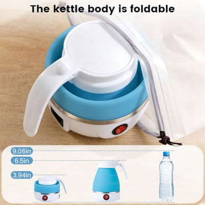 Foldable Electric Travel Kettle 600ml - Food Grade Silicone, Auto Shut-Off