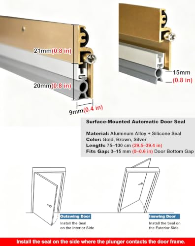Brown Surface Mount Automatic Door Sweep 30 in Aluminum Seal for Small Animals