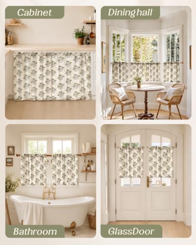 Kitchen Tier Cafe Curtains 28W x 24L Taupe Floral - Pack of 2