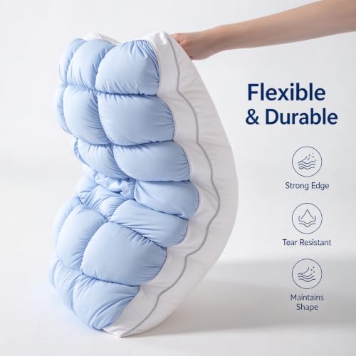 Cooling Pillow with Ice Silk Cover - Baby Blue, Cloud Puff Support