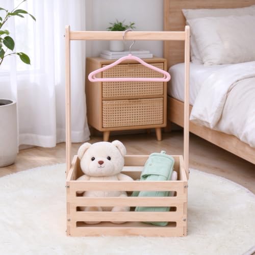 Wooden Baby Shower Storage Crate - Nursery Organizer with Handle