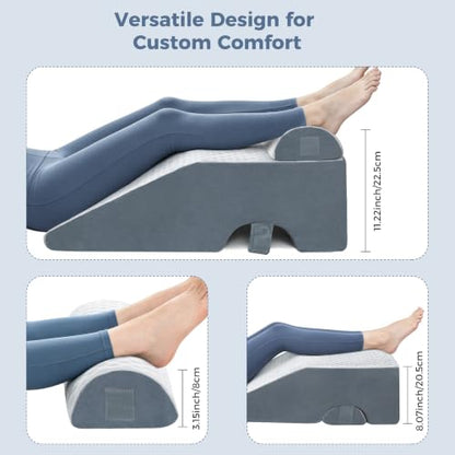 Post-Surgery Leg Elevation Pillow Memory Foam Wedge with Removable Cover