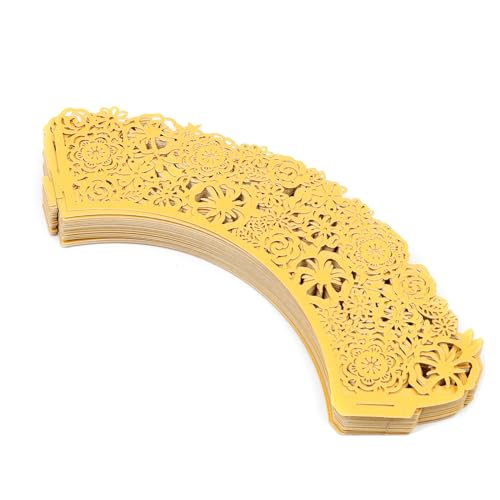Gold Lace Cupcake Liners, Wedding & Party Baking Wrappers - 50Pcs