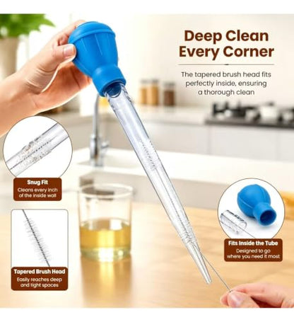 Large Silicone Turkey Baster with Measurement Syringe for Cooking & Grilling