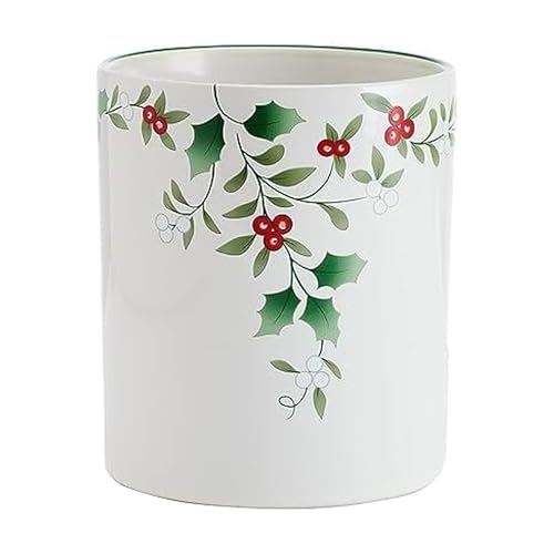 Pfaltzgraff Winterberry Kitchen Utensil Crock Holder - 6 Inch Holiday Decor