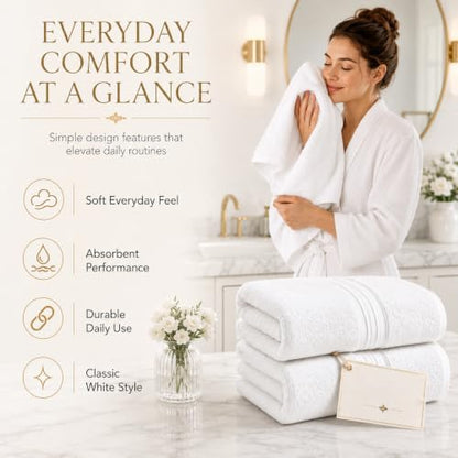 Egyptian Cotton Bath Towels 2-Pack - 800 GSM Ultra Soft & Skin-Friendly