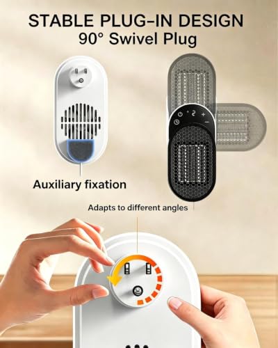 Wall Outlet Space Heater 450W with Remote & Timer, Portable Electric Heater for Office Dorm Room