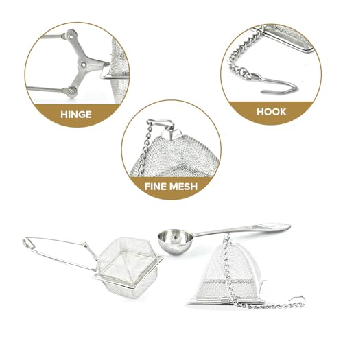 VAHDAM Perfect Serve Tea Spoon | Get 2 Infusers Free | Stainless Steel, Perfect Measure Loose Leaf Tea Spoon With Extra Square Tea Infuser & Pyramid Tea Infuser - Durable Tea Maker