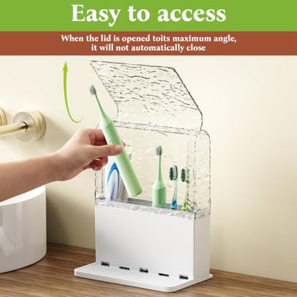 PARKMANI White Toothbrush Holder with Cover and Drainage for Bathroom