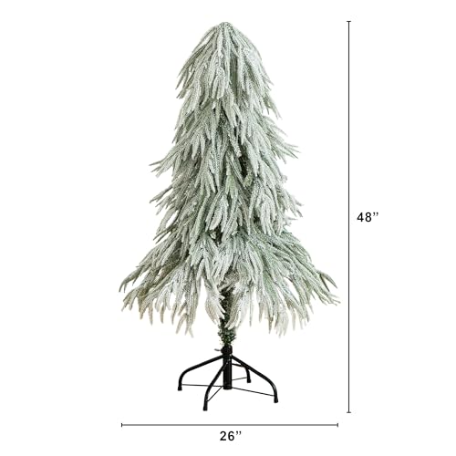 4ft Flocked Down Swept Artificial Christmas Tree with 110 LED Lights - Nearly Natural