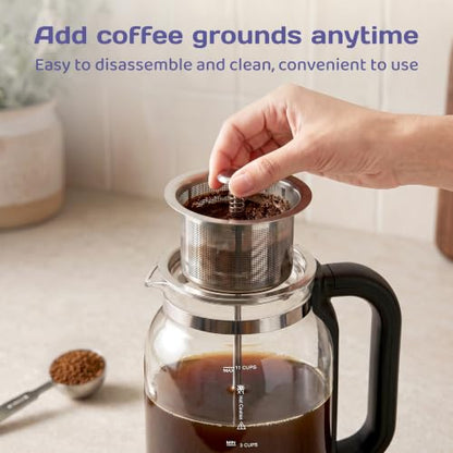 Electric Coffee Percolator with Glass Pot and Stainless Steel Filter - 11 Cups