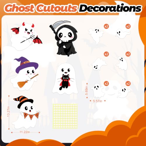 17Pcs Halloween Ghost Decorations Set for Door Wall & Window Decor
