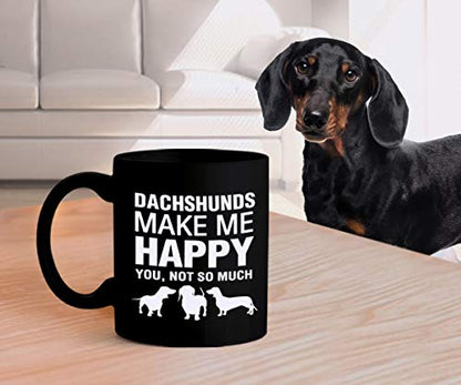 Dachshund Mug - DogsMakeMeHappy 11 Oz Ceramic Coffee Cup - Funny Gift