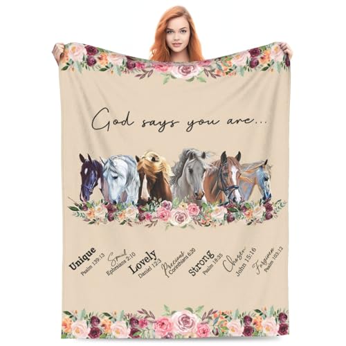 God Says You Are Horse Decor Throw Blanket - Horse-3 60x80 Plush Fleece