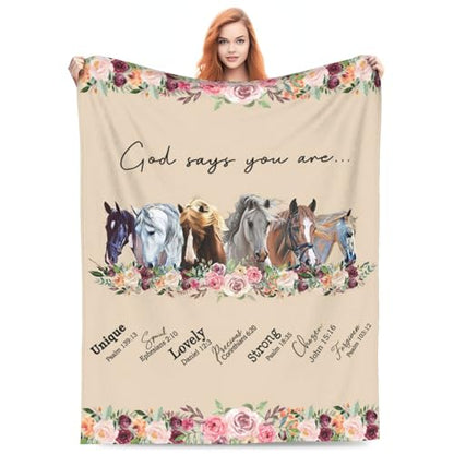 God Says You Are Horse Decor Throw Blanket - Horse-3 60x80 Plush Fleece