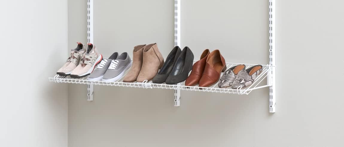Rubbermaid Customizable Wall Mount Shoe Shelf - White | Ideal for Home Organization & Closet Storage