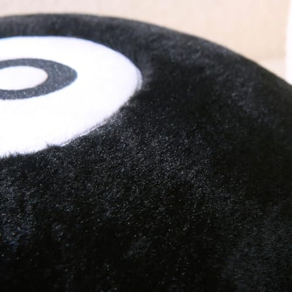 Black 8 Ball Throw Pillow - 14 Inch Plush Round Decorative Cushion - Variation: Black X1