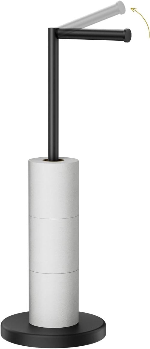 Matte Black Toilet Paper Holder Stand - Free Standing Stainless Steel Design | Holds 4 Rolls, 22.2" H