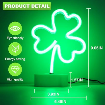 Clover Neon Sign - Green LED Neon Lights USB/Battery Powered, Desktop Decor (Variation: Clover)