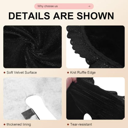 18-Inch Velvet Mini Christmas Tree Skirt Tabletop Base Cover Black - Holiday Decor