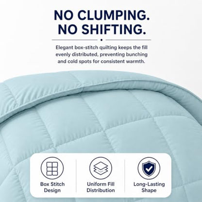 Goose Down Alternative Comforter - Aqua Twin Size, Plush Fill & Breathable Design