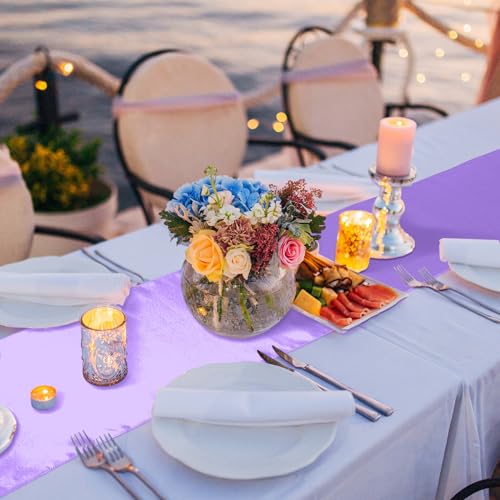 Light Purple Satin Table Runner Bulk 36 Pack 12 x 108 Inch for Weddings Parties